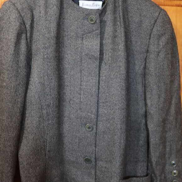 Louis Féraud Vintage Brown Green Plaid Skirt Suit West Germany Size 8 - Picture 2 of 13